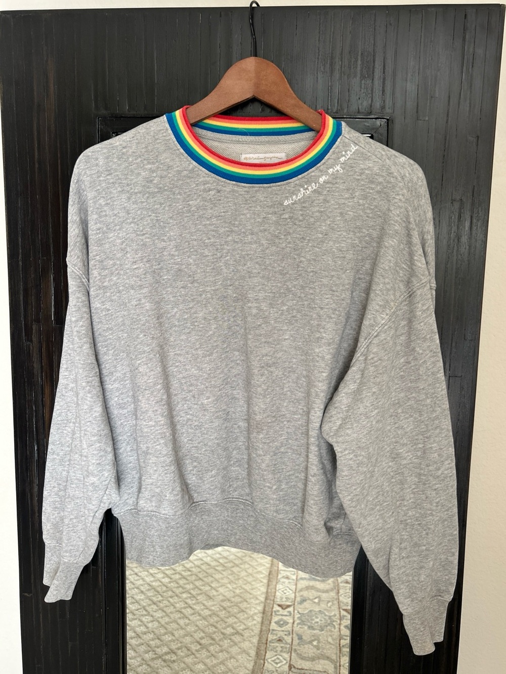 Spiritual Gangster Gray Sunshine On My Mind Rainbow Crewneck Sweatshirt Sz XS